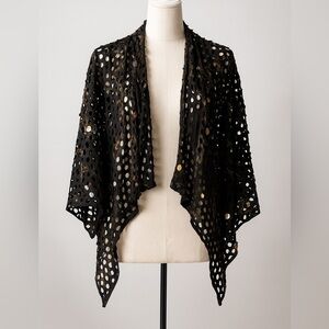 Alberto Makali Black Open-Front Poncho